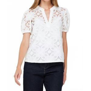 NEW CURRENT AIR floral lace blouse in white